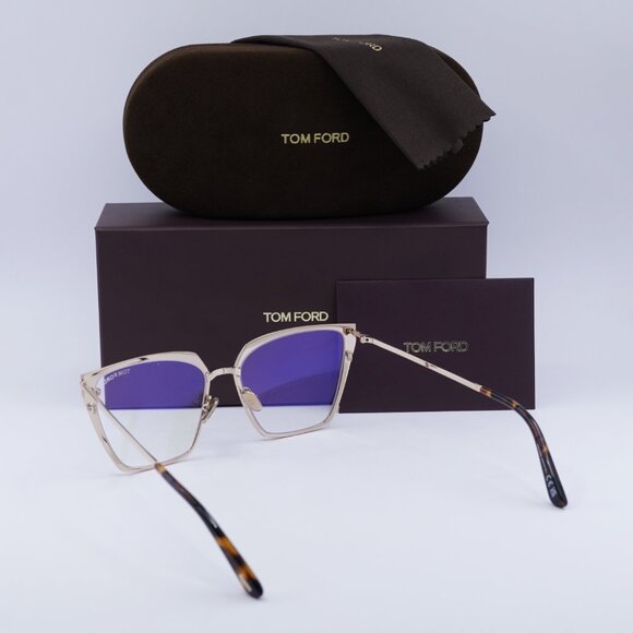 Tom Ford FT5945-B 028 Square Eyeglasses 56mm - Gold/Clear Blue Light Block - Picture 9 of 10